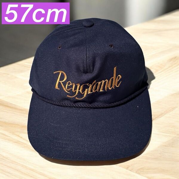 【美品】Rey grandeネイビー 刺繍ロゴ ベースボールキャップ 57cm 帽子 キャップ ネイビー CAP レイグランデ