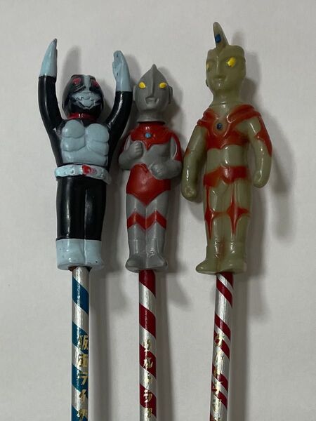 トーコー製作所 仮面ライダー/帰ってきたウルトラマン/ウルトラマンA ソフビ付き鉛筆 「スター大行進」シリーズ 計3本