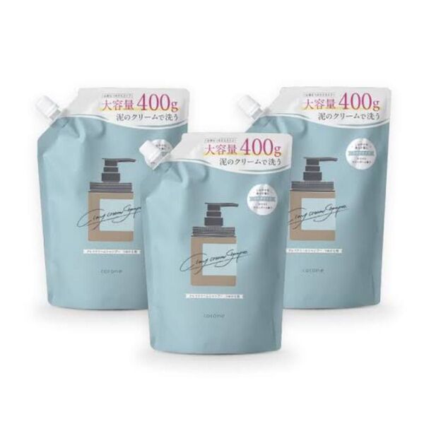 【詰め替え用】クレイクリームシャンプー ココネ シャンプー ヘアケア オーガニック 潤い オールインワン 400g 3セット