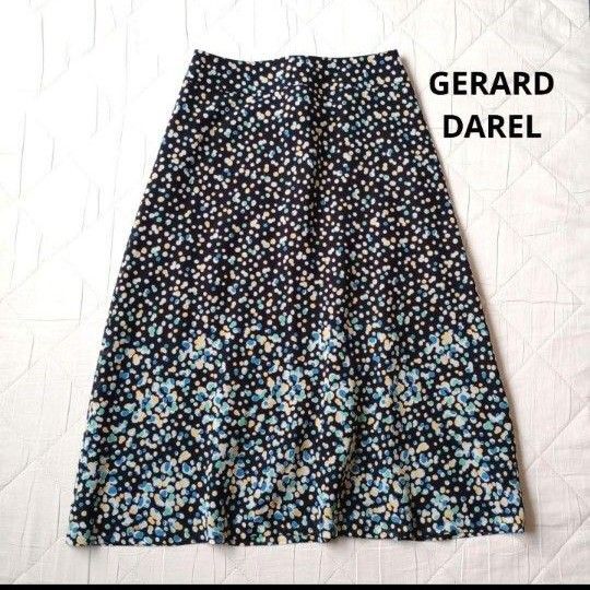 極美品 GERARD DAREL ジェラールダレル ミモレ丈 スカート セミフレア 東京スタイル ドット柄 11号