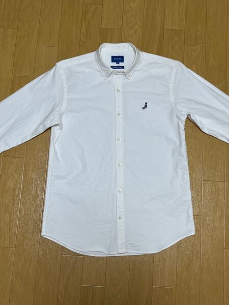 【美品】BEAMS ストレッチ オックスフォード ボタンダウンシャツ 長袖 白