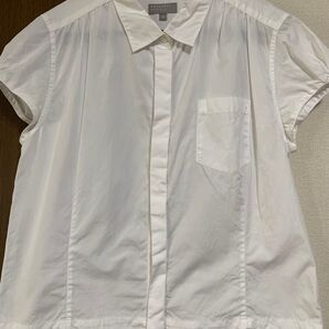 【美品・ほぼ未使用】マーガレットハウエル MHL 白シャツ スリットつき オフィス ブラウス