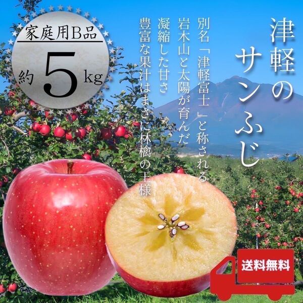 " サンふじ "【青森県産りんご5kg】【産地直送】【即購入OK】【送料無料】家庭用 りんご リンゴ 林檎