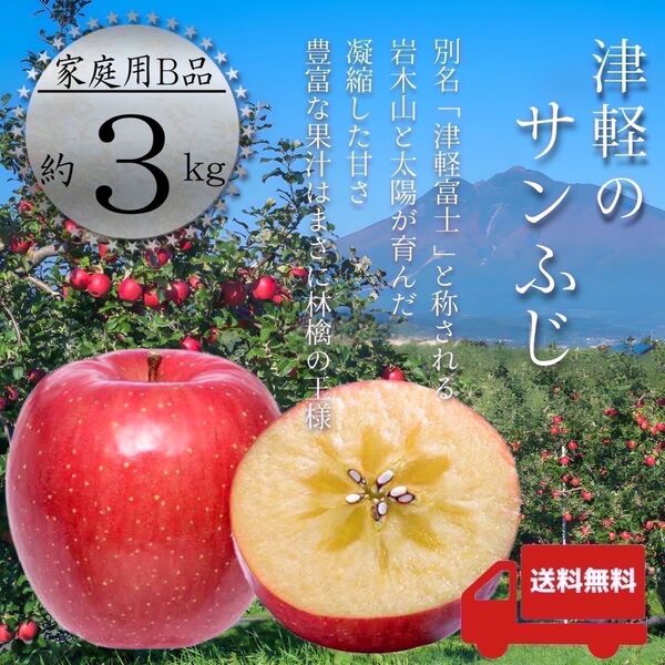 " サンふじ "【青森県産りんご3kg】【産地直送】【即購入OK】【送料無料】家庭用 りんご リンゴ 林檎