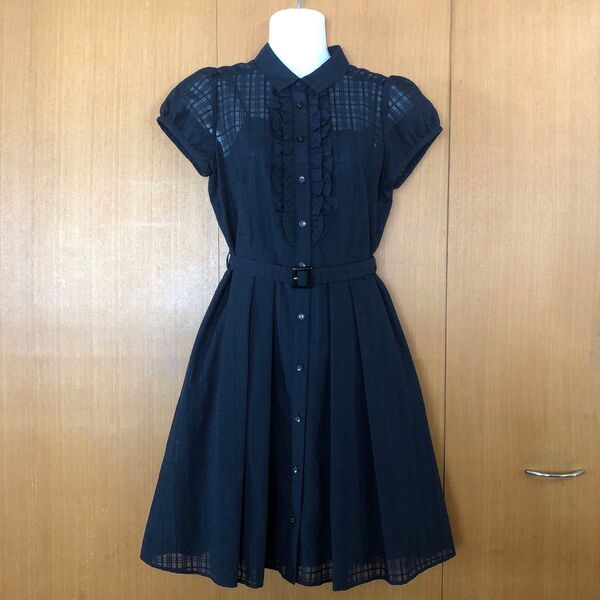 BLUE LABEL ブルーレーベル クレストブリッジ 半袖 ワンピース ネイビー サイズ36 美品 インナーキャミワンピ付き