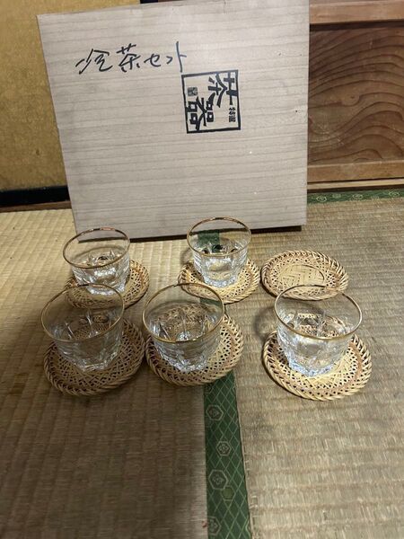 冷茶セット グラス5個 コースター6枚
