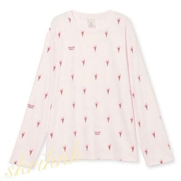 ☆新品☆gelato pique☆ジェラートピケ☆アイスクリーム柄ロンT ☆ピンク☆長袖Tシャツ☆ストロベリーアイス☆スイーツ☆