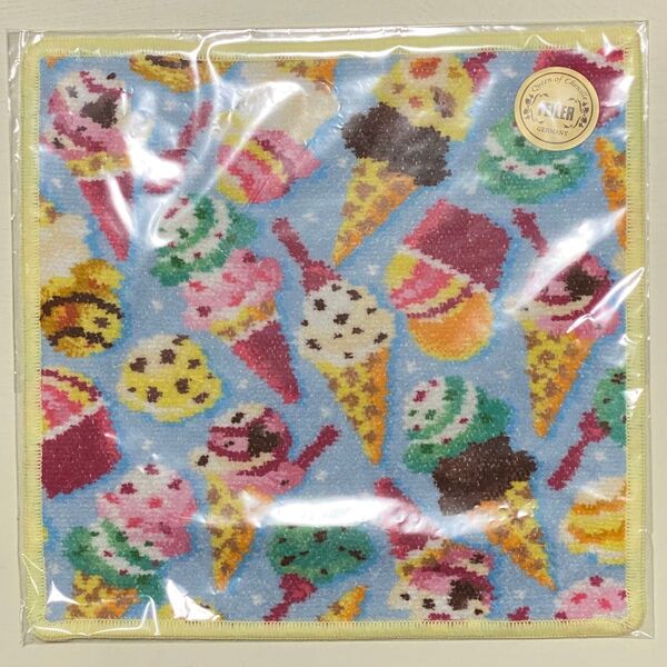 限定色☆ラブラリー バイ フェイラー× サーティワン アイスクリーム☆コラボ☆アイスクリーム柄ハンカチ☆ドイツ製☆新品未開封☆黄色