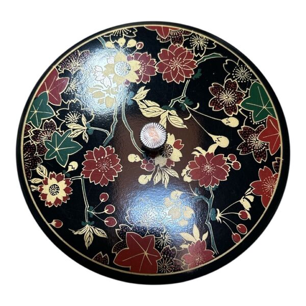 花柄漆器 菓子器 蓋付き