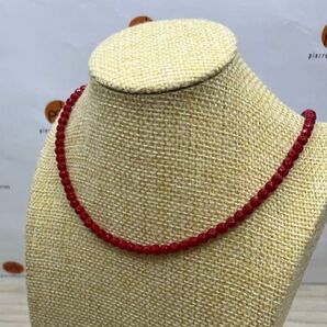 NEW!!ファセットレッドコーラルビーズネックレス / レディースネックレス / 4mm