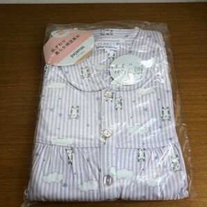 レディース パジャマ 長袖長パンツ 綿&ポリエステル Lサイズ パープル ストライプ L 新品未使用品 長パンツ 長袖 パジャマ