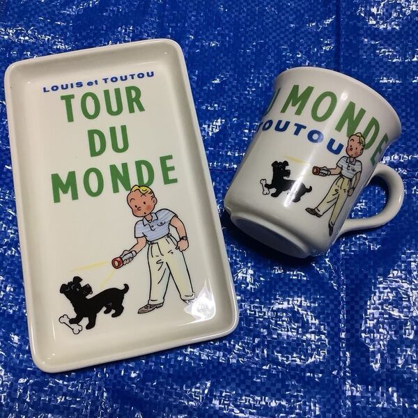 レア LOUIS et TOUTOU 陶器マグカップ&トレー 原田治 オサムグッズ