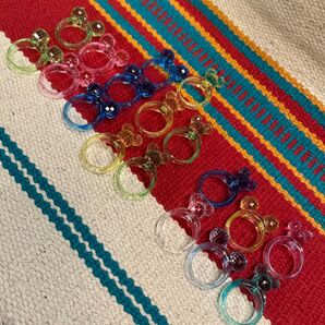 ミッキー型リング まとめ売り カラフル おもちゃ 子供向け キラキラ 宝石すくい 18個