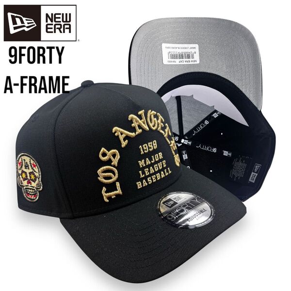 新品 正規 NEW ERA ドジャース LA Dodgers キャップ 9Forty ニューエラ ブラック ゴールド スカル