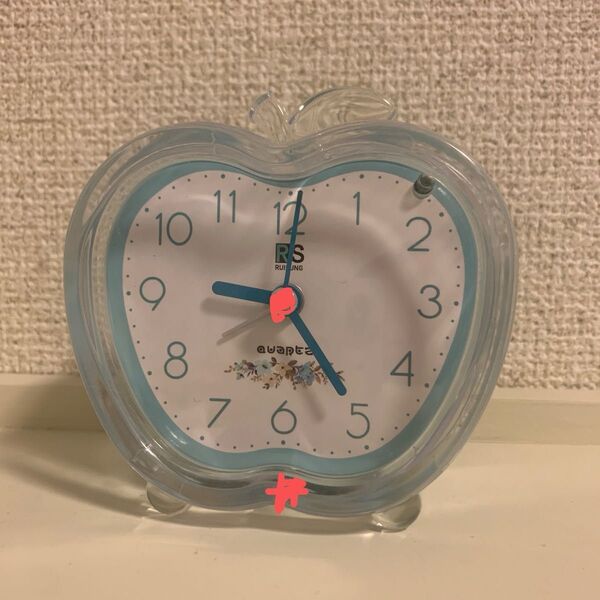目覚まし時計 水色 りんご ライト付き かわいい 時計 インテリア