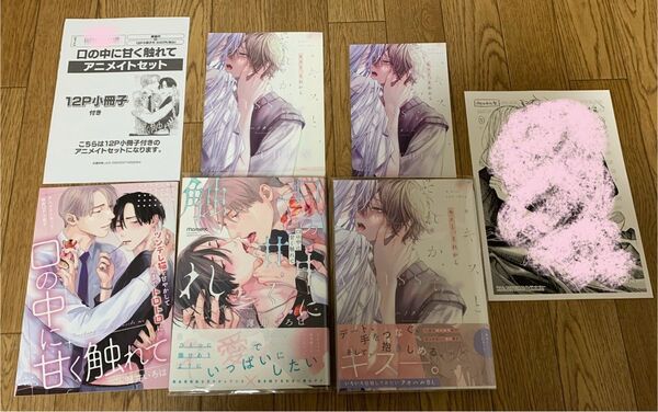 薄井いろは『口の中に甘く触れて』ハノタノハ『キスと、それから』アニメイト小冊子 コミコミリーフレット 両面イラストカード ペーパー