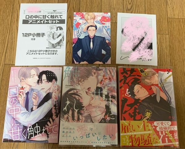 【新刊】薄井いろは『口の中に甘く触れて』nu『若と俺』アニメイトセット 12P小冊子 とらのあな特典イラストカード 特典ペーパー