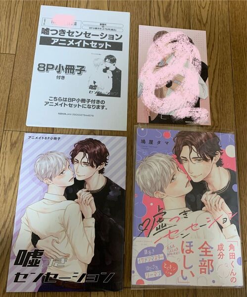 【新刊】BLコミック 鳩屋タマ『嘘つきセンセーション』 アニメイトセット8P小冊子 特典イラストカード