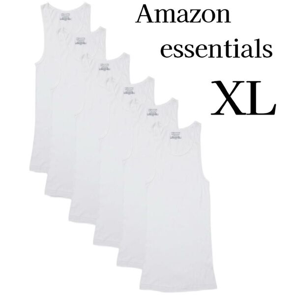 お得な6枚セット★Amazon essentials アマゾンエッセンシャルズ 肌着 タンクトップ メンズ XL 白 ホワイト