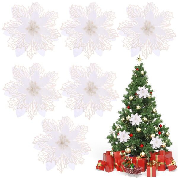 TOYMYTOY 6個 クリスマス デコレーション ホワイト 造花 花 花 デコレーション グリーン 造花