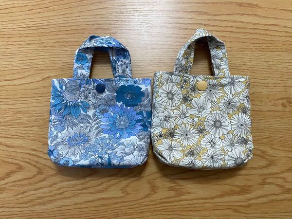 2個セット ハンドメイド ミニトートバッグ 花柄