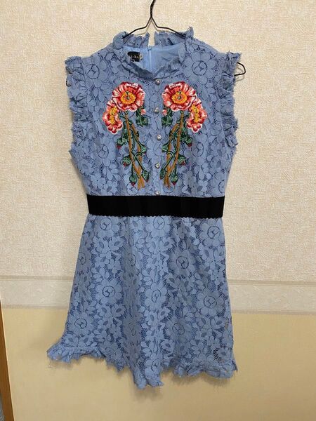 akatuki-ko ノースリーブワンピース 花柄刺繍 レース Mサイズ