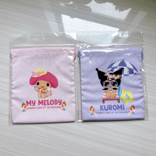日焼けマイメロちゃん 日焼けクロミちゃん 日焼けデザインサンリオ 小麦肌 マイメロクロミコンビ 巾着袋2枚セット 小物入れサンリオ