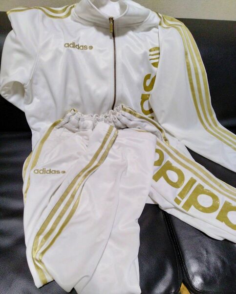adidas ジャージ 上下セット 白×ゴールド