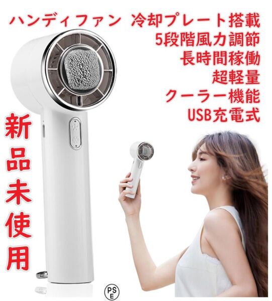 ハンディファン 冷却プレート搭載 携帯扇風機 冷感 手持ち扇風機 ハンディ扇風機 5段階風力調節 長時間稼働 超軽量 静音