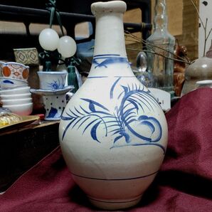 古伊万里 染付 徳利 28cm アイボリー色 骨董品
