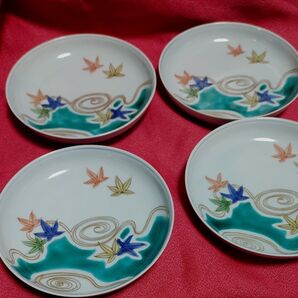 年代品 九谷焼 薄造り上手 小皿 四枚セット アンティーク 骨董品 美品