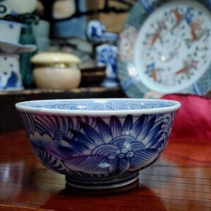 時代物 古伊万里 線描 湯飲み 口経8.8cm×高さ4.5cm 骨董品 ニュウ欠け無し 歪み