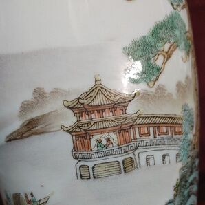景徳鎮 80年代 中国景徳鎮製 山水 花瓶 高さ30.5cm×幅12cm アンティーク 骨董品