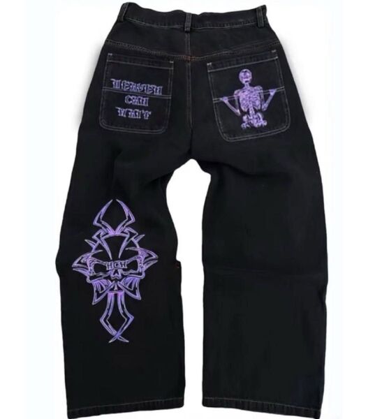 黒 紫 バギーデニム sk8 y2k JNCO ロカウェア似