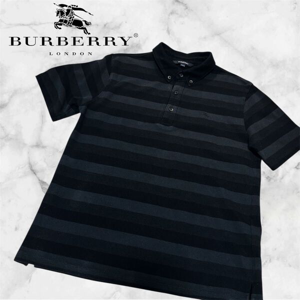 週末割引 BURBERRY LONDON レディース ボーダー柄ポロシャツ ブラック系