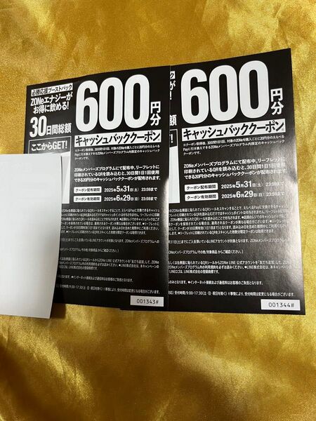 サントリー HYPER ZONe ENERGYエナジードリンク キャッシュバッククーポン(600円分) 2枚セット