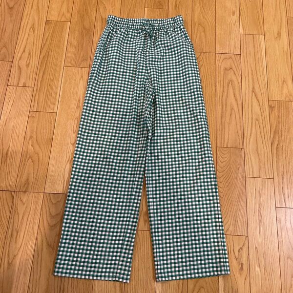 GU チェック グリーン パンツ ワイド M 美品