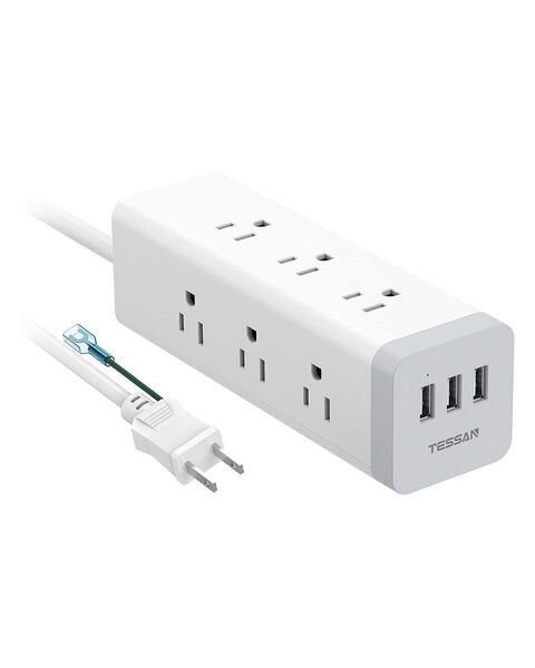 TESSAN 電源タップ TS-322-WT ホワイト/グレー 未使用に近い