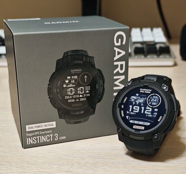 【ほぼ新品】Garmin Instinct 3 Dual Power 45mm Black Tactical スマートウォッチ