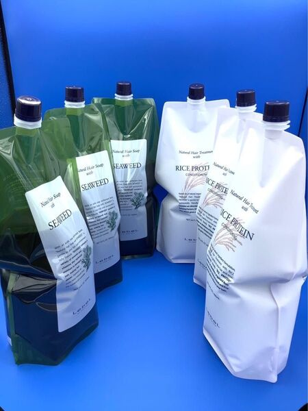 ルベル ナチュラルヘアソープシーウィード1600ml 3つ ライスプロテイン1600ml 3つセット 新品未使用
