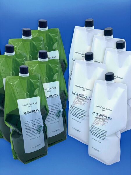 ルベル ナチュラルヘアソープシーウィード1600ml 5つ ライスプロテイン1600ml 5つセット 新品未使用