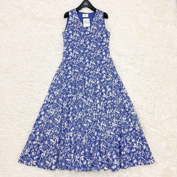 UNITED ARROWS ユナイテッドアローズ コットンフラワーワンピース マキシ丈 花柄 ノースリーブ 38 M 美品