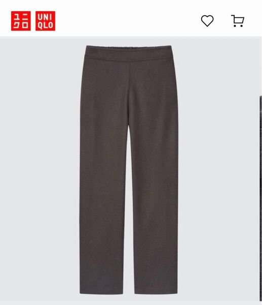 UNIQLO ブラッシュドジャージーストレートパンツ(丈標準68~70cm)ブラウン Sサイズ