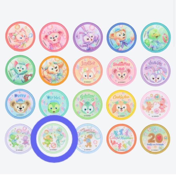 ディズニー 20周年 カラフルハピネス ジェラトーニ&クッキーアン 影 ワッペン