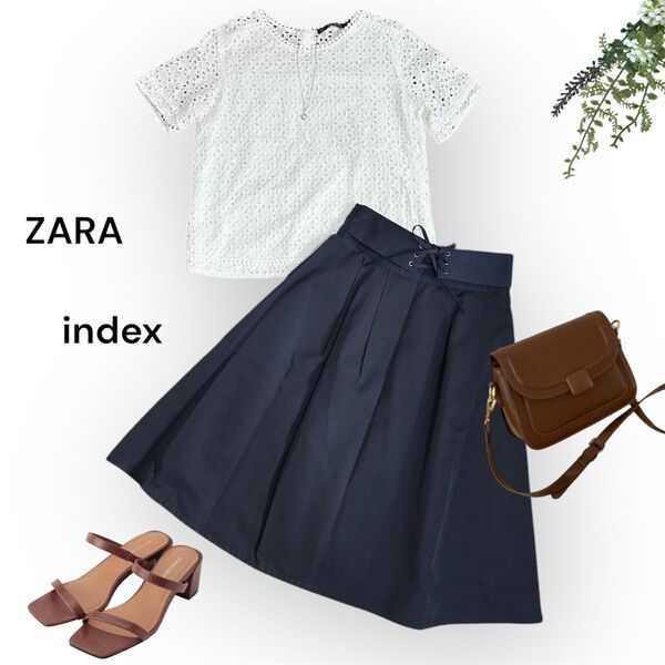 ZARA 半袖トップス index フレアスカート 2点セット コーデ まとめ売り