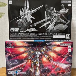 【新品】RG アカツキガンダム用シラヌイパック & HG ゼウスシルエット用接続パーツ、ブラックナイトスコードカルラ 2体セット