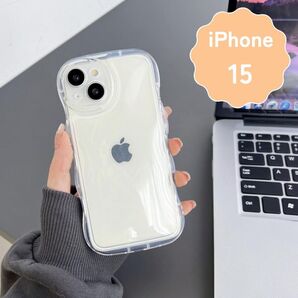 iPhone15 クリアケース 透明 ウェーブ うねうね 韓国