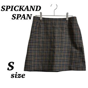 【SPICKANDSPAN】グレンチェック柄 タイトミニスカート グレー 台形 チェック スカート