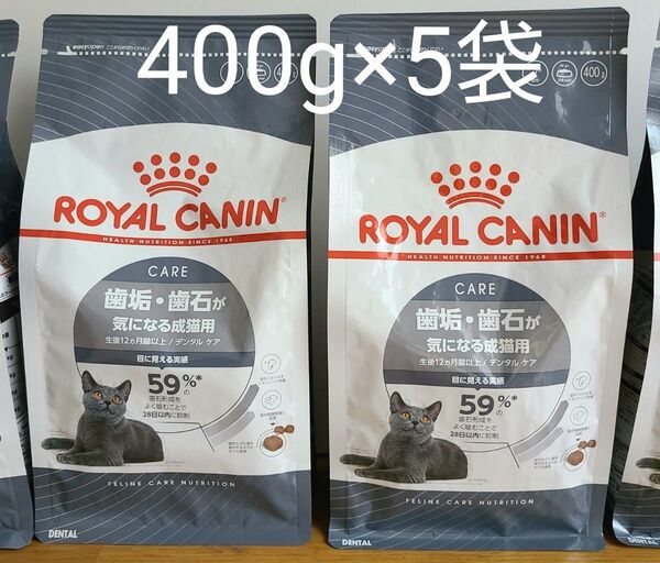 ロイヤルカナン デンタルケア 歯垢・歯石が気になる成猫用 400g×5袋 キャットフード ドライフード