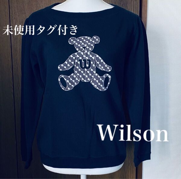 【未使用タグ付き】Wilson ウィルソン ベアトレーナー 長袖スウェット テディベア ゴルフウェア 紺 ネイビー トップス M